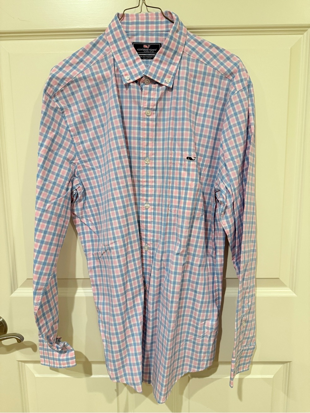 Vineyard Vines Blue and Pink Plaid Long-Sleeve Button-Down Shirt
